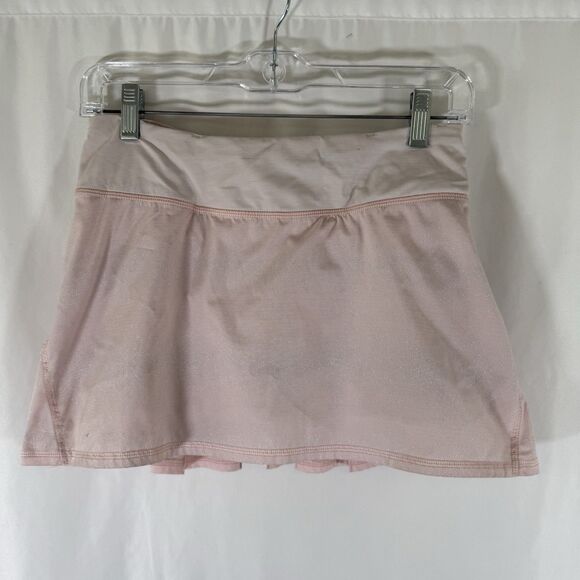 Lululemon Skirt Skort Women's 4 Pink Lined Zip Pocket Pull On Tiered Back - Picture 1 of 9